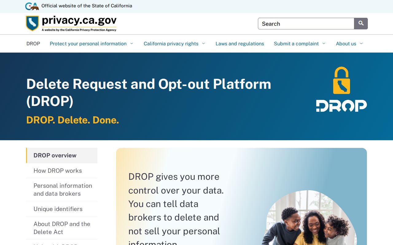 San Leandro residents directory view of California DROP deletion platform