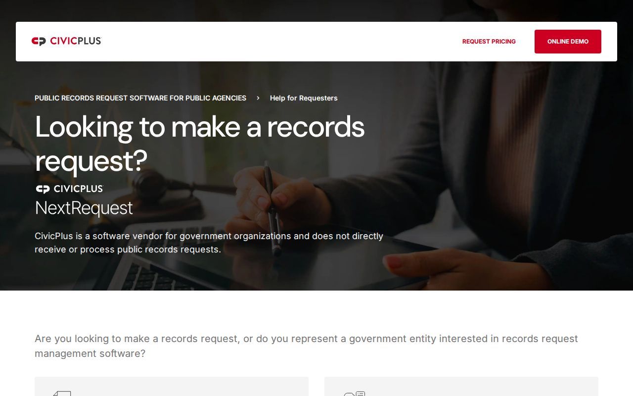 San Leandro residents directory view of the city public records request portal