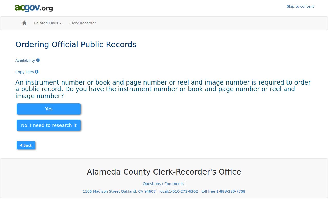 San Leandro previous residents view of Alameda official public records index